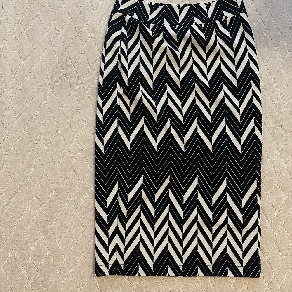 Chevron Patterned Black and White Skirt